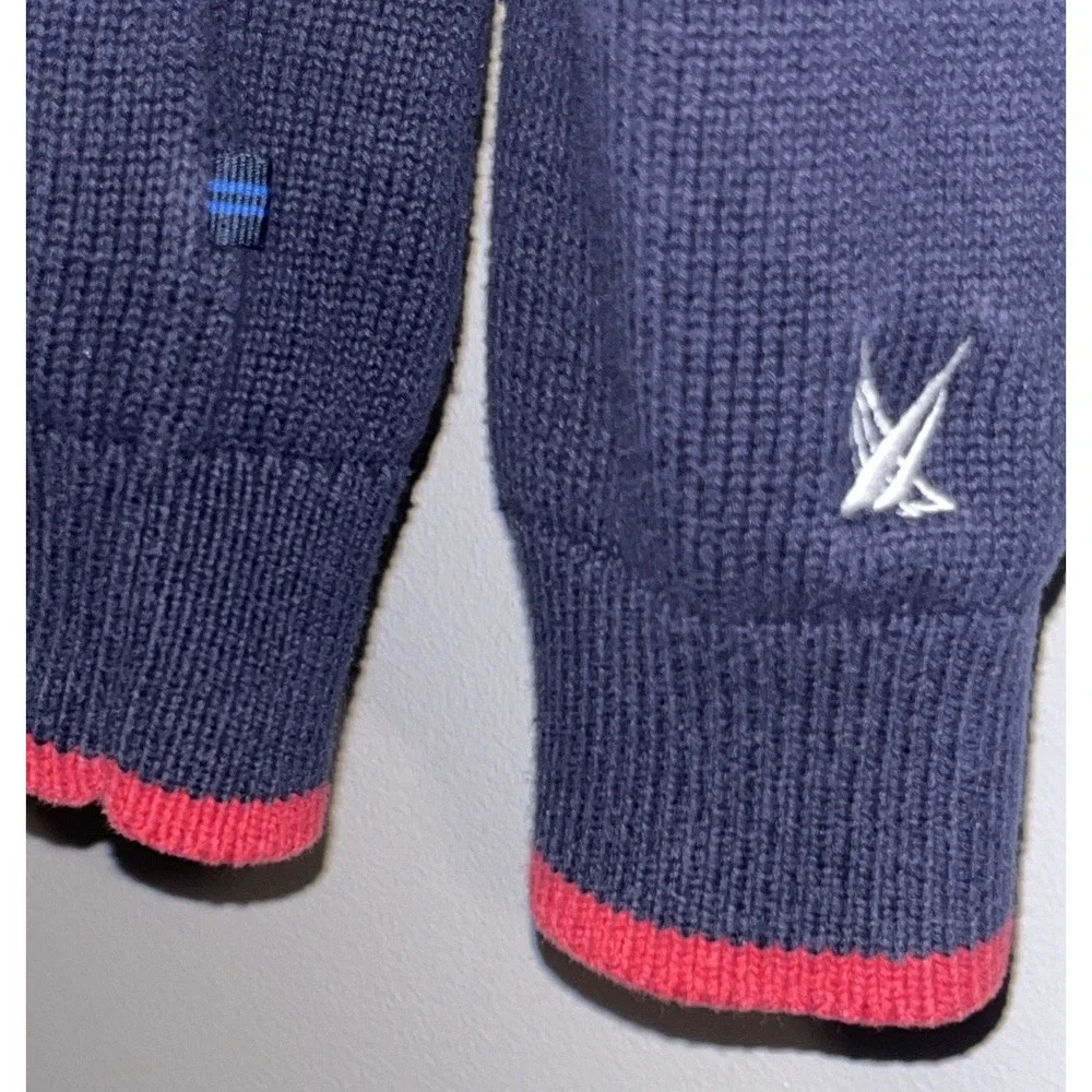 Nautical Anchor Knit Sweater Mens XL Navy Red White Yacht Club‎ Coastal Preppy